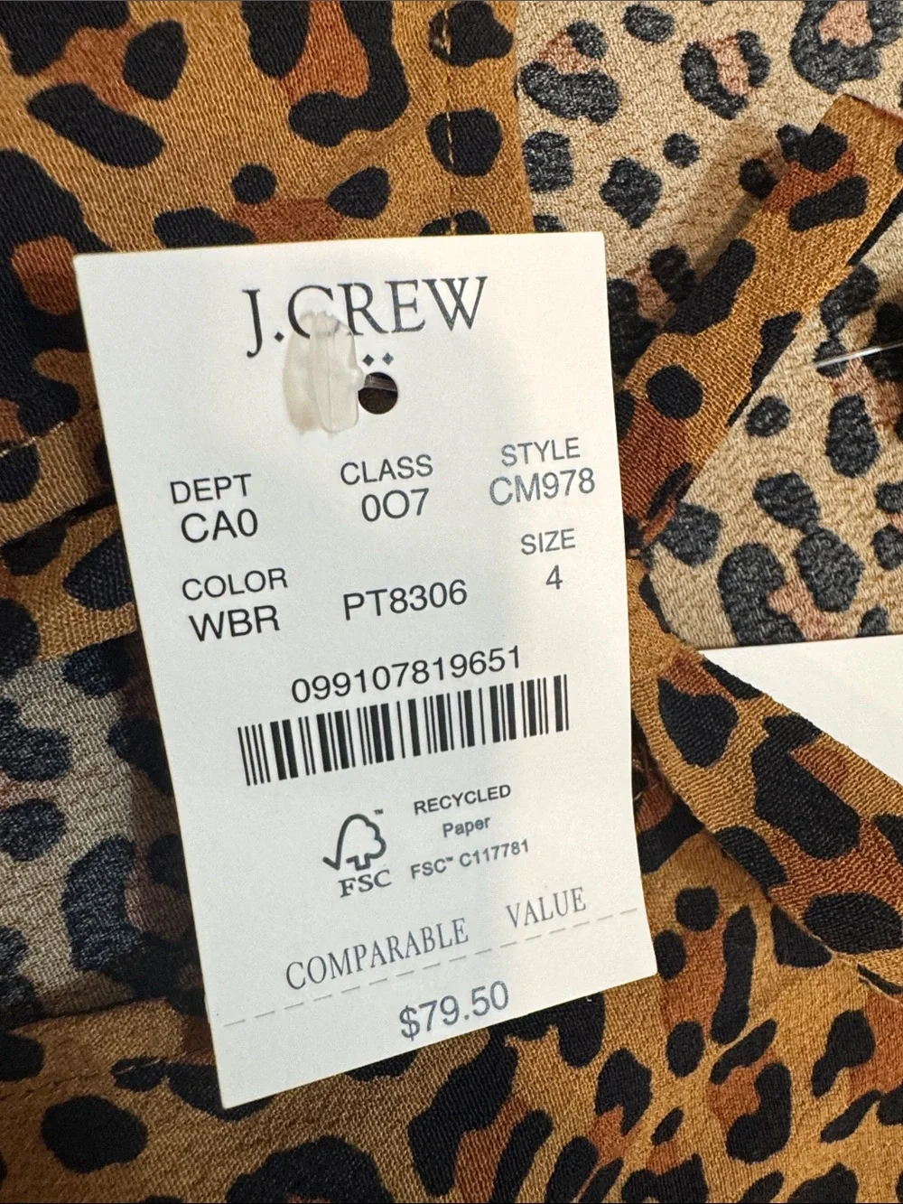 J. Crew Leopard Print Peplum Short Sleeve Top in Brown and Black